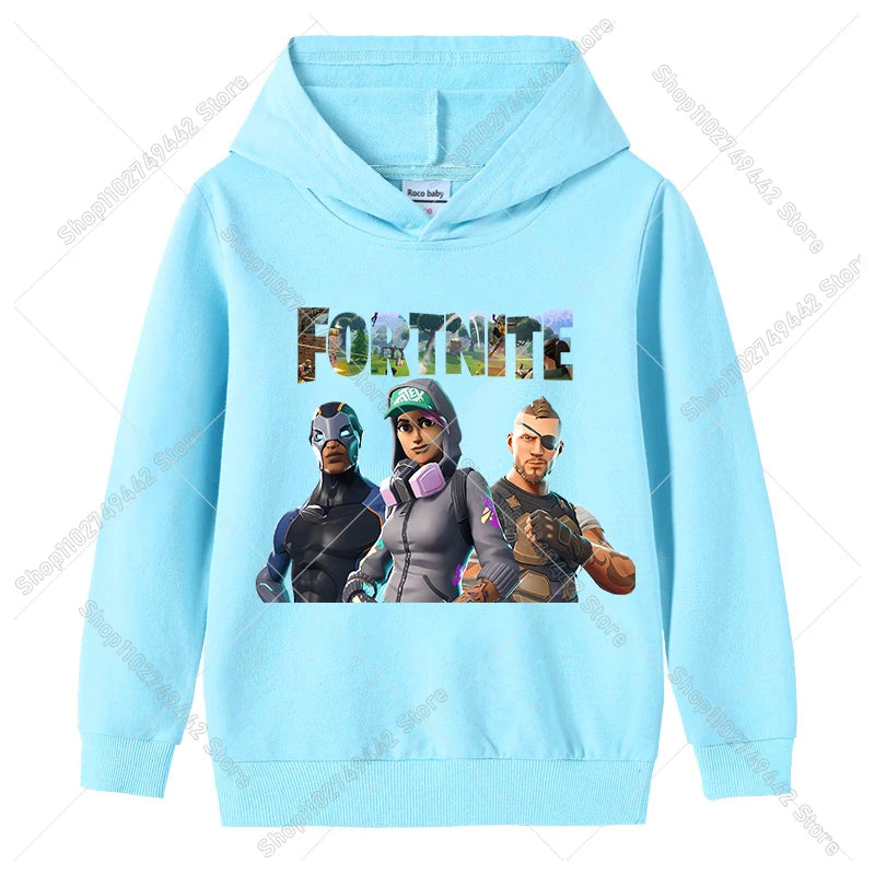 Lasten Fortnite-huppari syksyyn, ohut hupullinen collegepaita pojille ja tytöille, pitkähihainen pusero, urheilu- ja vapaa-ajan lastenvaate