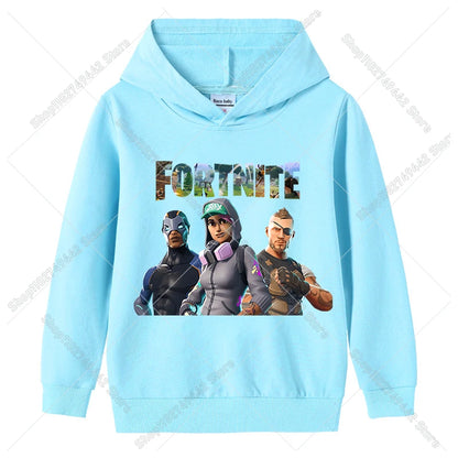 Lasten Fortnite-huppari syksyyn, ohut hupullinen collegepaita pojille ja tytöille, pitkähihainen pusero, urheilu- ja vapaa-ajan lastenvaate