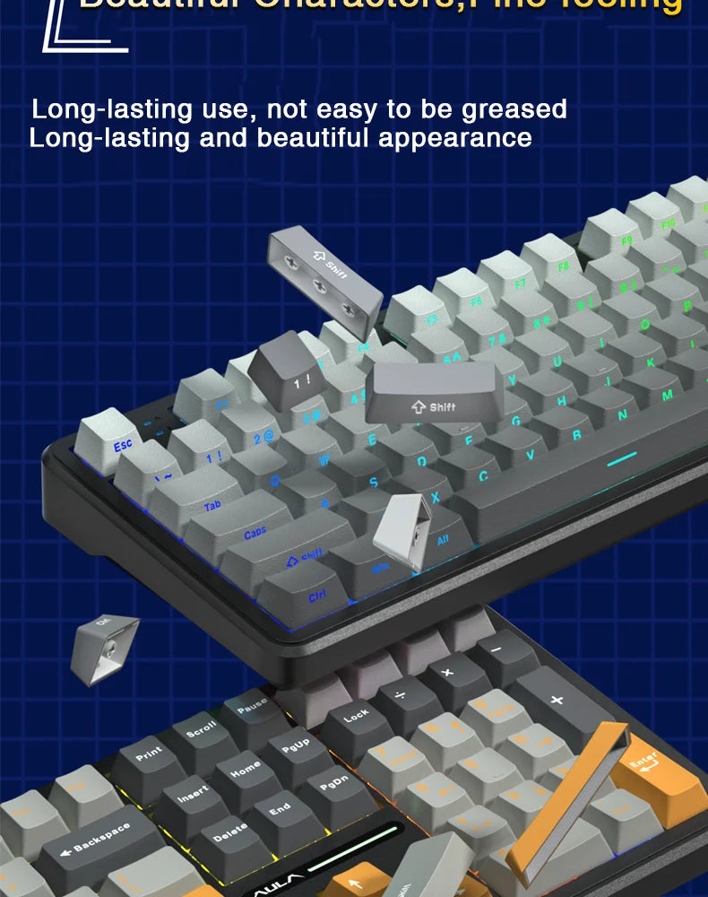 AULA F108 Keyboard 100% Layout 1K Polling Rate Mechanical Gaming Keyboard Hot Swappable Linear Switch with Macro Software