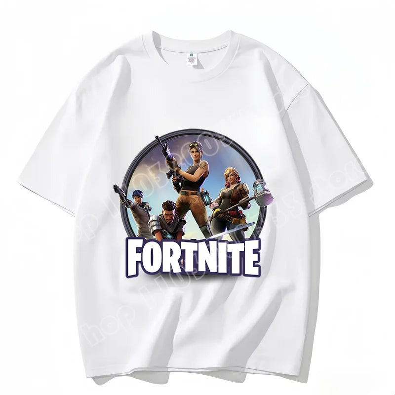 Fortnite Rundhals-T-Shirt für Erwachsene, unisex, Gaming-Dance-Mode, neu, aus reiner Baumwolle, kurzärmeliges Oberteil, perfekt für Freizeit und Urlaub