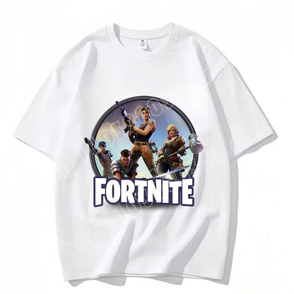 Fortnite Rundhals-T-Shirt für Erwachsene, unisex, Gaming-Dance-Mode, neu, aus reiner Baumwolle, kurzärmeliges Oberteil, perfekt für Freizeit und Urlaub