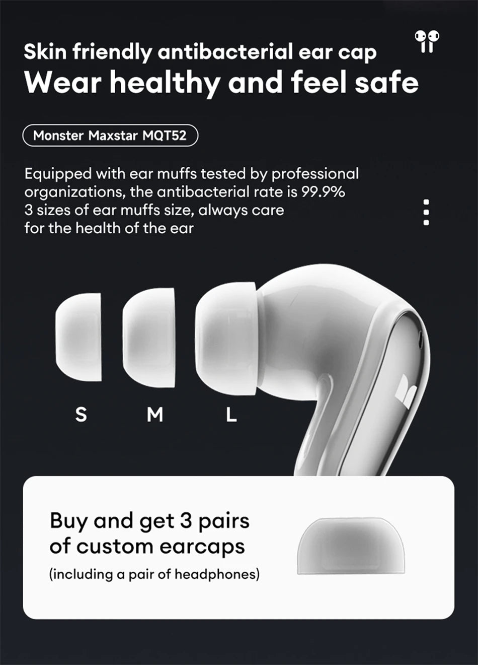 Monster MQT52 Wireless Bluetooth 5.4 Earphones Long Battery Life Gaming Headphones Dual Mode HIFI Stereo Sound Headset With Mic