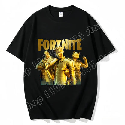 Fortnite Rundhals-T-Shirt für Erwachsene, unisex, Gaming-Dance-Mode, neu, aus reiner Baumwolle, kurzärmeliges Oberteil, perfekt für Freizeit und Urlaub