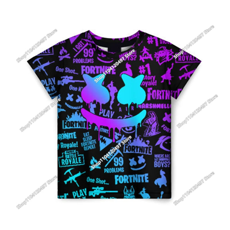 Kinder-Sommer-T-Shirt Battle Royale Fortnite Hero Victory 3D-T-Shirt – Shirts für Jungen, Mädchen und Babys