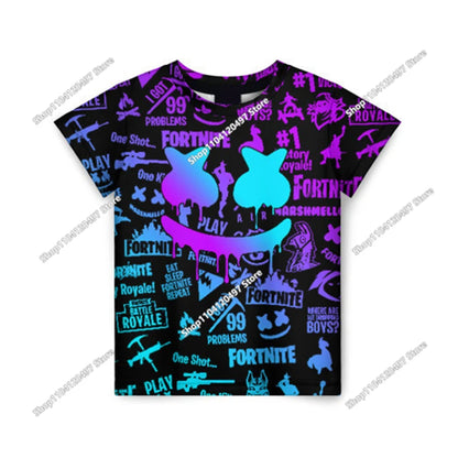 Kinder-Sommer-T-Shirt Battle Royale Fortnite Hero Victory 3D-T-Shirt – Shirts für Jungen, Mädchen und Babys