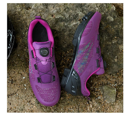 Zapatillas de ciclismo MTB para hombre y mujer T03 moradas, transpirables, de velocidad, con autocierre, para ciclismo de carretera, deporte al aire libre, competición y entrenamiento