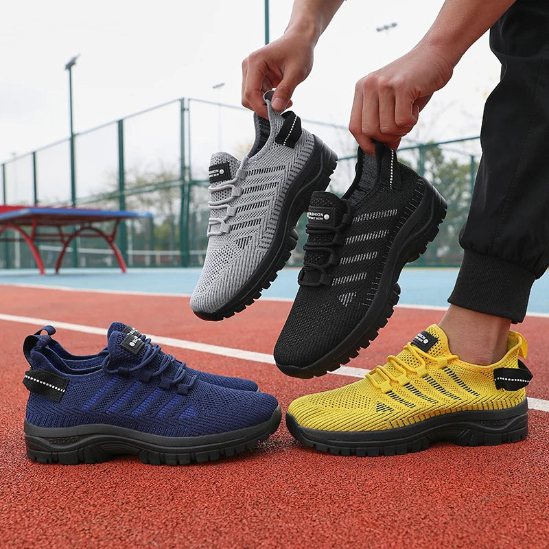 Men's Casual Shoes Breathable Fly Woven Mesh Upper Comfortable Outdoor Walking Cycling Exercise Shoes for Men Tenis Para Hombre