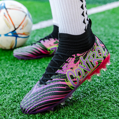 Men Women Football Boots Outdoor Soccer Cleats Non-slip Football Field Boots Ultralight Futsal Sneakers TF/FG Spiked Soccer Shoe