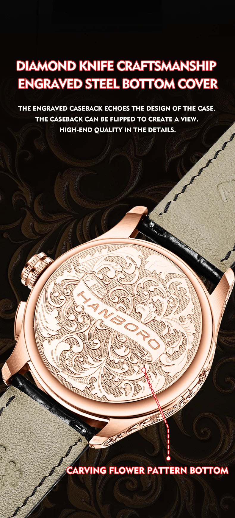 HANBORO hourly clock series men's fully automatic mechanical watch 5379