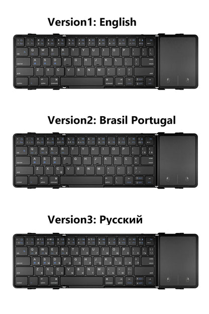 BOW Korea/Russia Wireless Folding Keyboard with Touchpad/Numberpad Rechargeable Foldable Bluetooth Keyboard for Tablet Ipad