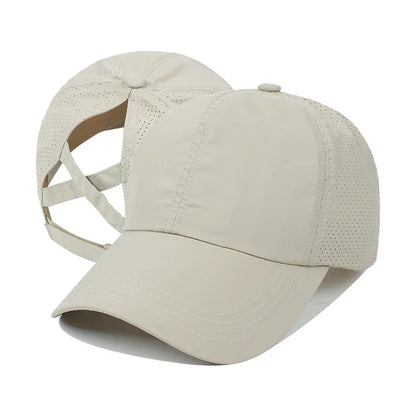 Summer Baseball Cap, Golf Suit, Sports and Leisure Cross Ponytail Cap, Mesh Quick Drying Duckbill Cap