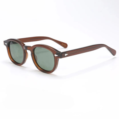 Polariserade solglasögon för män och kvinnor, Johnny Depp-inspirerade solglasögon i Lemtosh-stil, retro, runda, acetatbåge, UV400-glas, Oculos