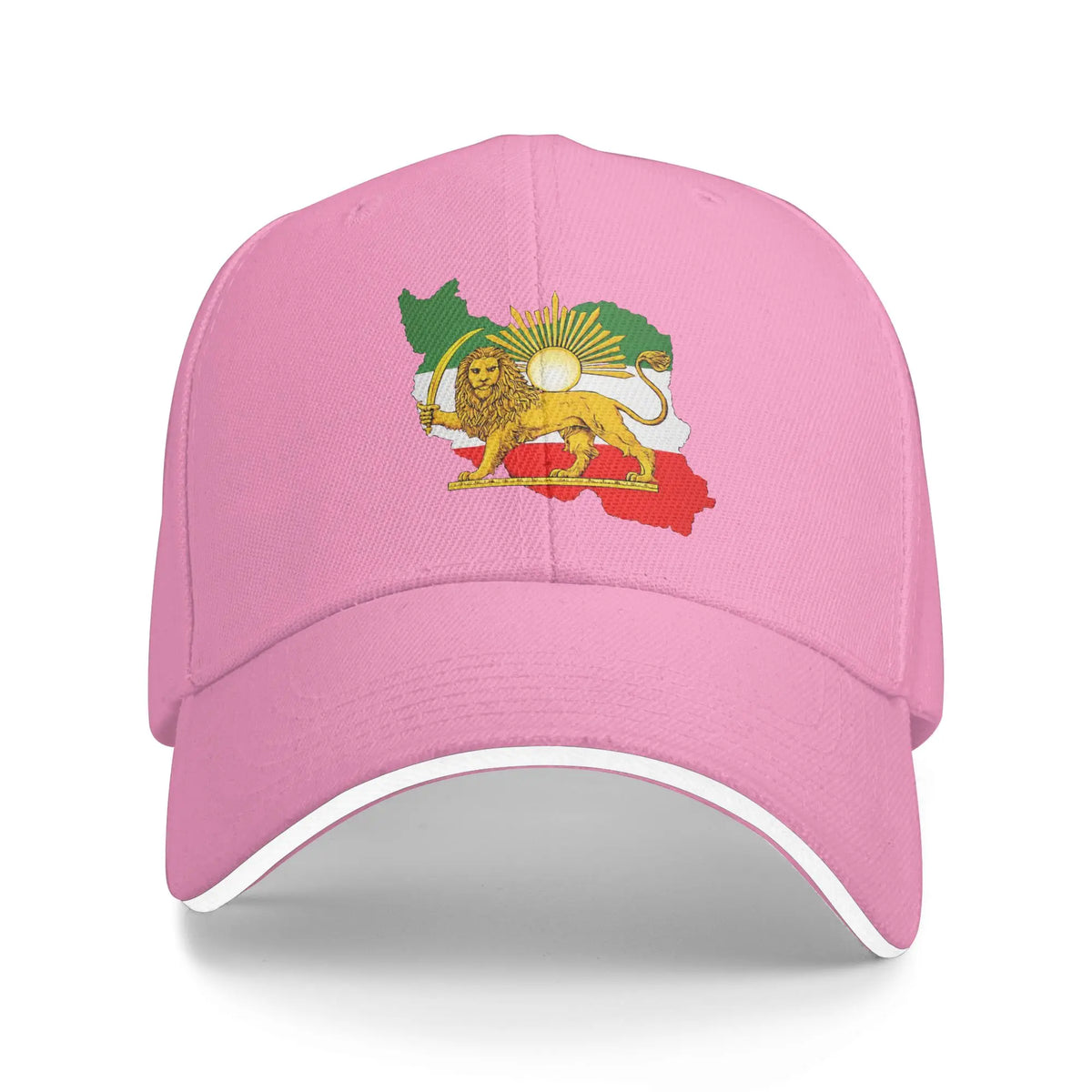 Iran Flag Map with Lion and Sun Emblem Vintage Persian Heritage Casual Baseball Cap Outdoor Trucker Hat Summer Baseball Caps