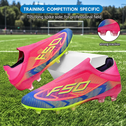 AG/FG Soccer Cleats for Men Women Kids Youth PU Fabric Upper TPU Sole Non-Slip Wear-Resistant for Natural Grass Sports Pitch Tra