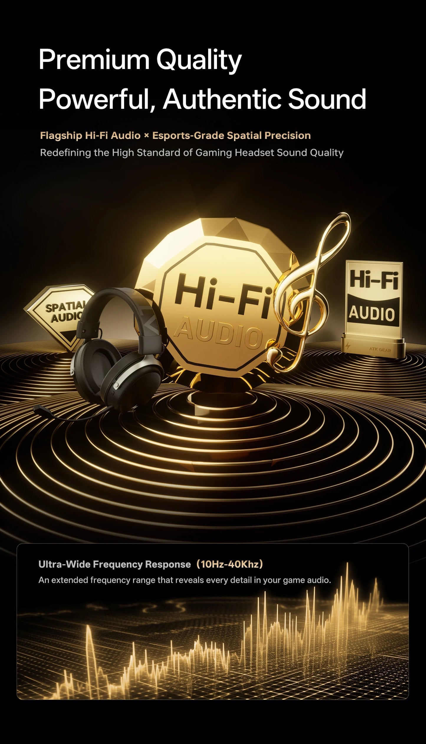 ATK N9 Pro Ultra Wireless Headset with Mic 7.1 sound Four Mode E-sports lightweight headphone Low latency noise reduction gift