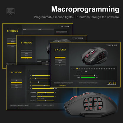 E-YOOSO X-33 RGB USB 2.4G Wireless Gaming Mouse 16000 DPI 16 Buttons Programmable Game Optical Mice for Computer PC Laptop