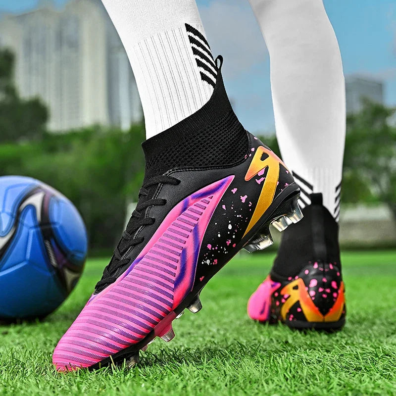 Chaussures de football pour hommes, chaussures de sport, chaussures de futsal à tige haute, chaussures de football de haute qualité pour l'intérieur, antidérapantes, pour l'entraînement en extérieur, crampons ultra-lég