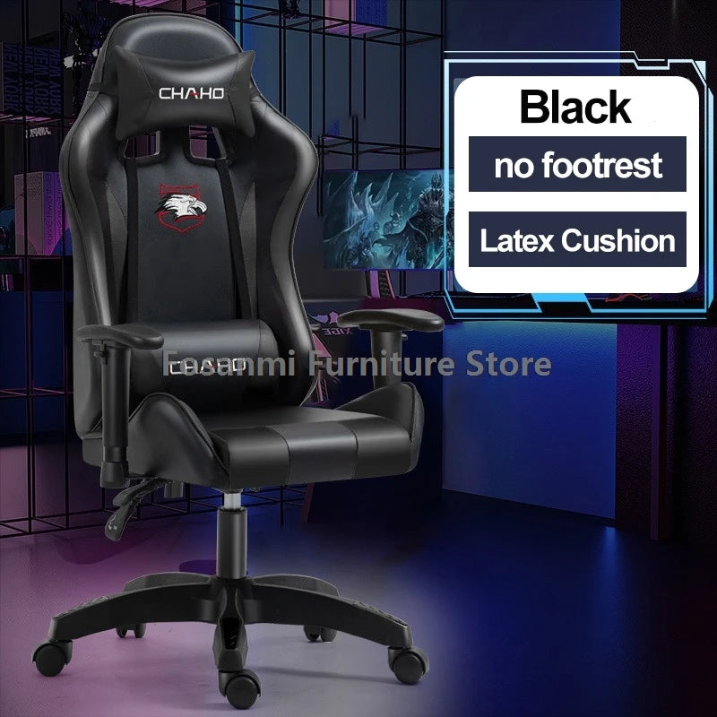 Fosanmi Gaming Chair with Footrest & Headrest, Ergonomic Leather Racing Chair, Swivel Computer Gaming Chair with Adjustable Armrests for Office