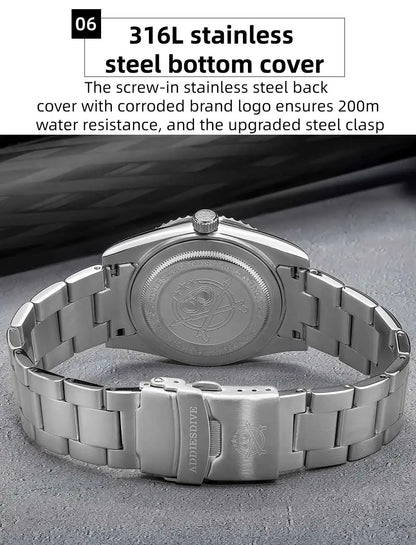 ADDIESDIVE Men's Gift Box Luxury Diver Watch Super Luminous Bubble Mirror Glass Quartz Watch 20Bar Ceramic Bezel Steel Watch