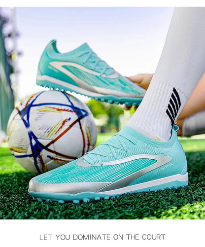 Nuove scarpe da calcio da uomo per esterno con tacchetti, traspiranti, antiscivolo, per adulti, scarpe sportive da calcio con tacchetti lunghi per allenamento, ragazzi e partite, confortevoli