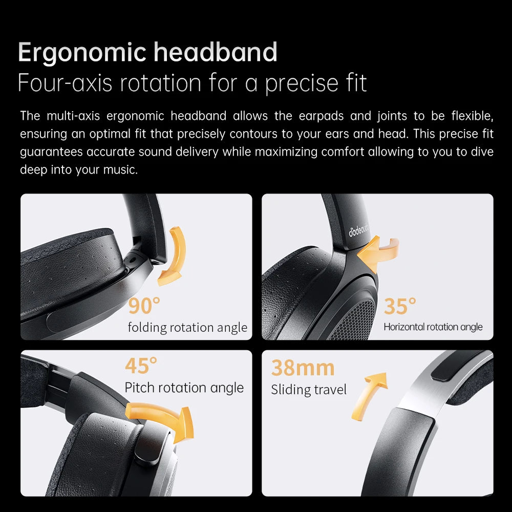 FiiO JT7 Over-Ear Planar Magnetic Audiophile Headphones 95x86mm Planar Driver Design Adjustable Headband 4.4mm/3.5mm Cable