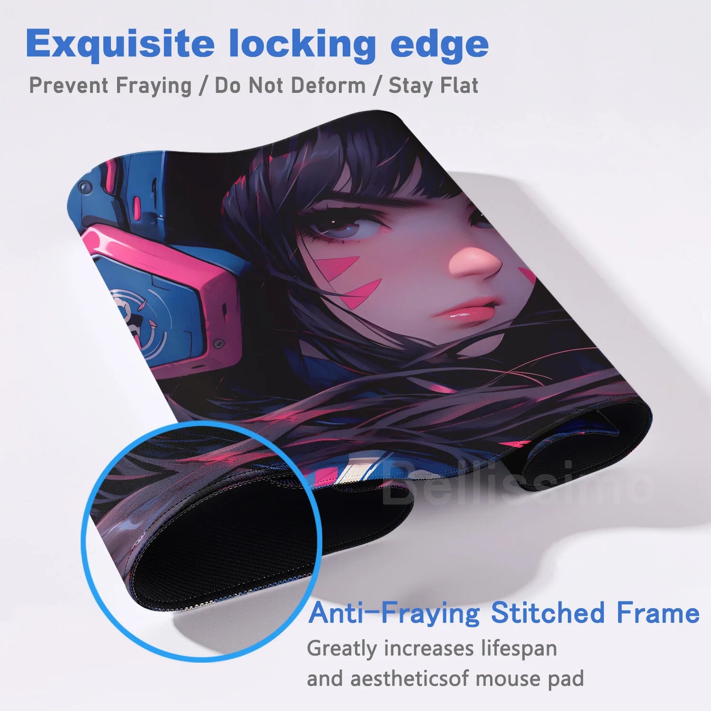 Accessori gaming O-Overwatch D-D.va Tappetino mouse grande Tappetino per tastiera e mouse PC Scrivania XXL Tappetini estesi Gamer Mausepad
