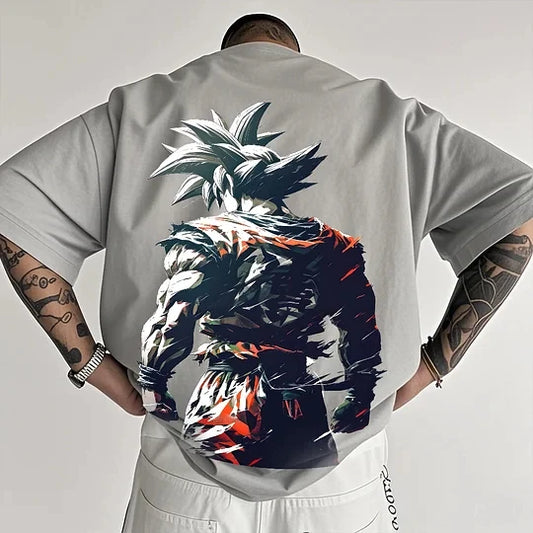 2026 Summer Dragon Ball Retro High Quality Cotton Men's T-shirt with Super Large Goku Print Unisex Casual Short Sleeve