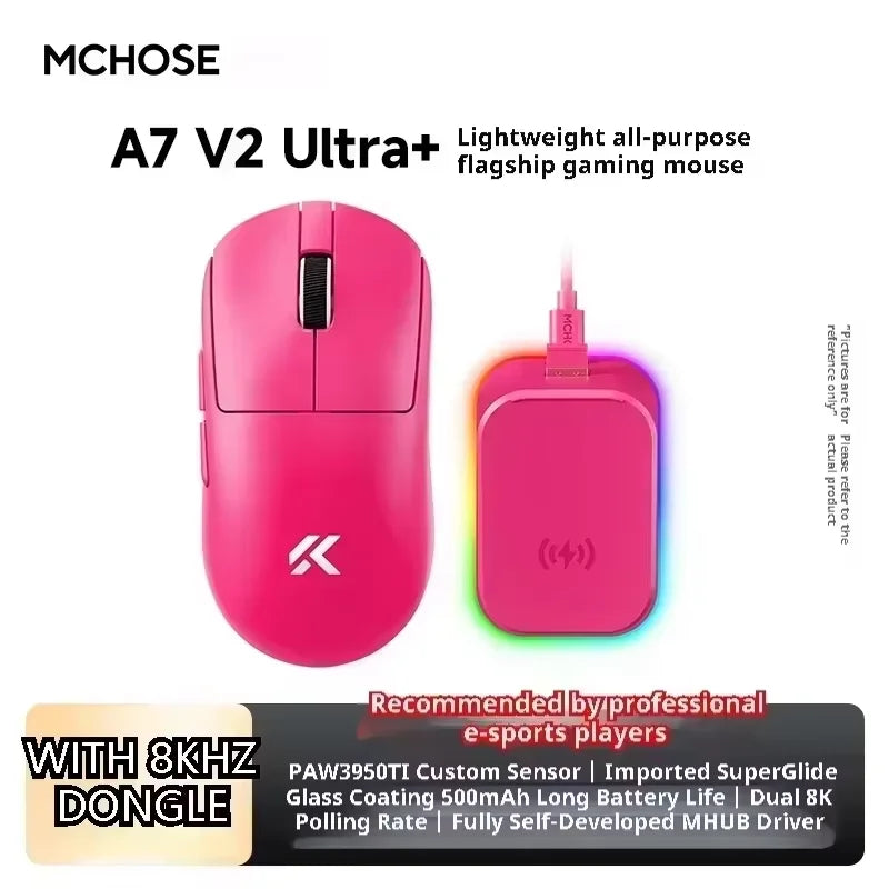 MCHOSE A7 V2 Ultra Wireless Gaming Mouse Pixart3950Ti Flagship Sensor Super 20000FPS for Accurate Tracking Support Web Driver