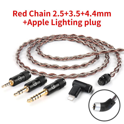 TRN RedChain Earphones Silver-Plated Copper OFC Copper Upgrade Cable with Swappable Connectors 2.5/3.5/4.4 For TRN MT1 MAX TA4
