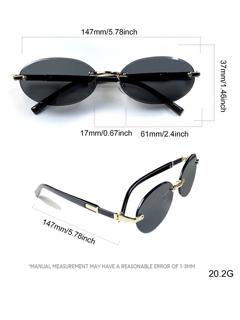 Rimless Sunglasses Oval Fashion Popular Female Male Sunglasses Round Sunglasses Female Male Summer Travel Glasses