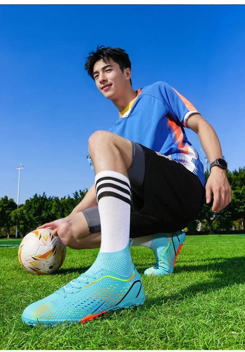 Zapatillas de fútbol para hombre, botas de fútbol profesionales para césped y futsal, unisex, para partidos en césped y entrenamiento al aire libre, tacos antideslizantes y transpirables