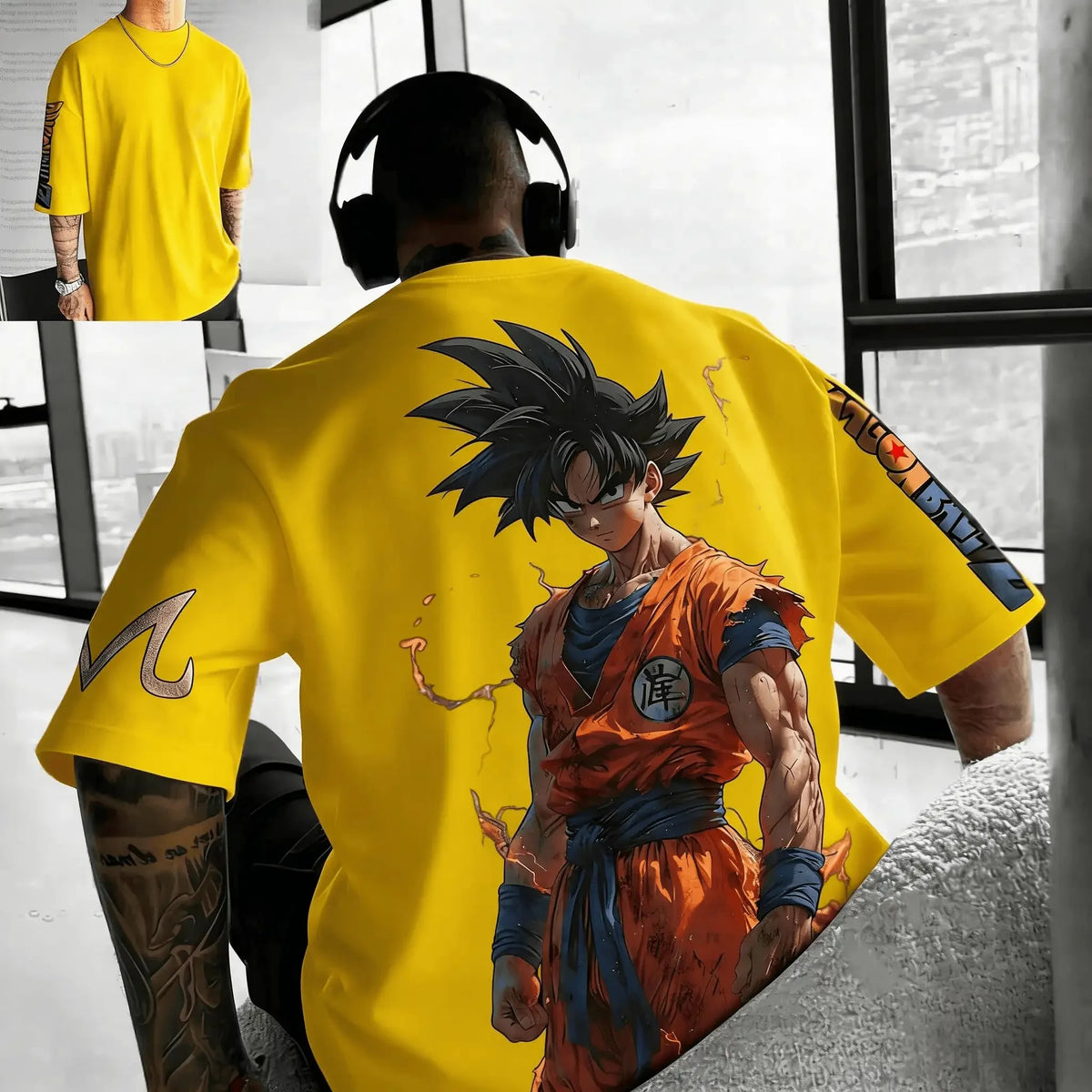 Tricou vintage pentru bărbați cu motiv anime „Goku rănit în bătălia de vară din Dragon Ball”, din bumbac pur, casual, lejer, sportiv, pentru uz zilnic