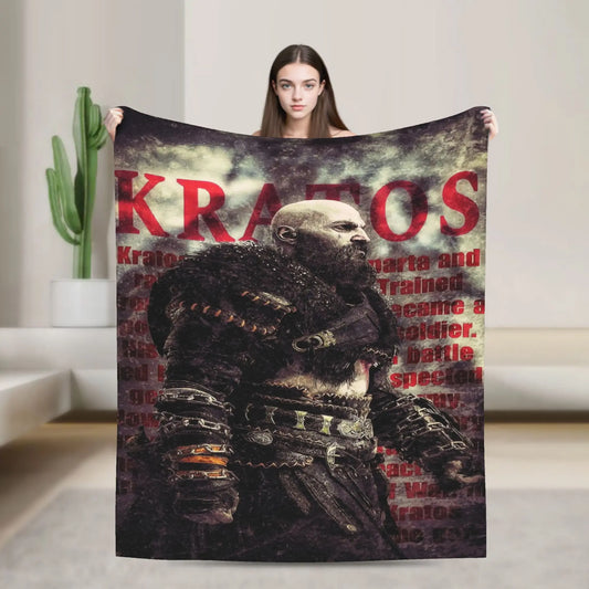 Super Soft Blanket Travel Office God of War Game Gamers Kratos Throw Blanket  Flannel Bedspread For Outdoor Sofa Bed Cover
