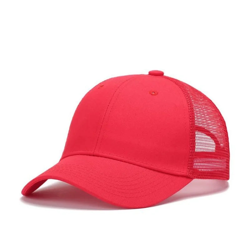 Casquette de baseball pour homme et femme, casquette d'été d'extérieur, casquette de soleil camouflage, casquette en maille respirante, couleur unie, casquette snapback, casquette pour homme
