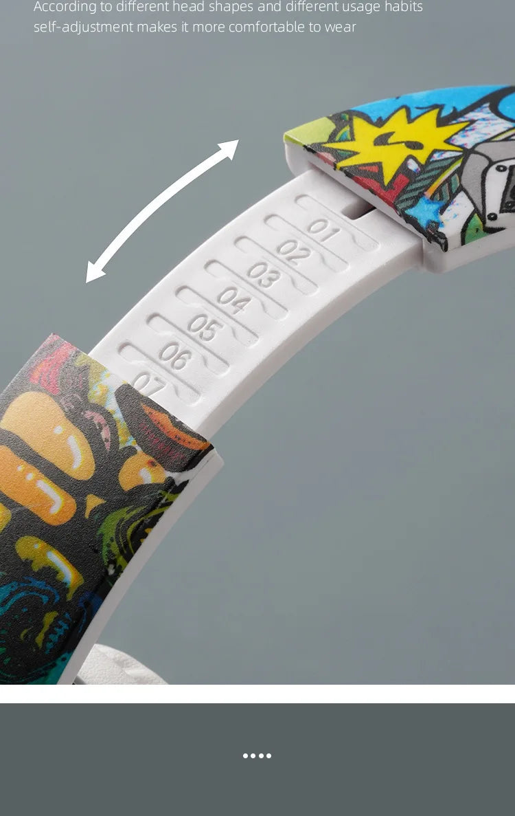 New Graffiti Wireless Overhead Headset with Mic LED Light LX-8686 High Quality TF Card Bluetooth Headphones for PC Gaming Child
