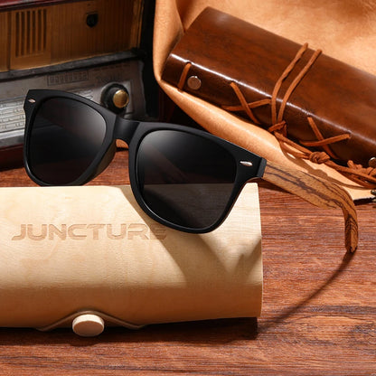 JUNCTURE Fashion Bamboo Wood Vintage Square Sunglasses Men Women Luxury Brand Designer Sun Glasses Wooden Driving UV400 Eyewear