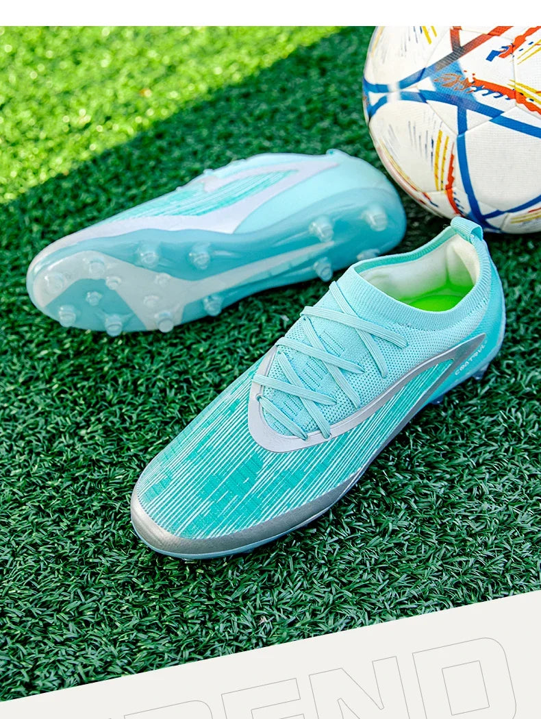 Nuove scarpe da calcio da uomo per esterno con tacchetti, traspiranti, antiscivolo, per adulti, scarpe sportive da calcio con tacchetti lunghi per allenamento, ragazzi e partite, confortevoli