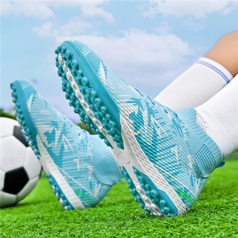 Chaussures de football montantes pour adultes, hommes et femmes, crampons TF pour gazon artificiel, crampons AG longs pour l'entraînement des étudiants.