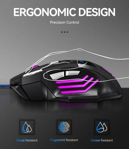 G6 USB Wired Gaming Mouse 7 Buttons with Scroll Wheel 5500DPI Adjustable Optical Ergonomic E-sports Mice for Laptop PC Xiaomi