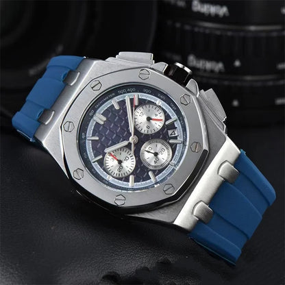 Men's Chronograph Sport Watch Date Display Luxury Chronograph Wristwatch Sport & Business Casual Watch with Rubber Strap
