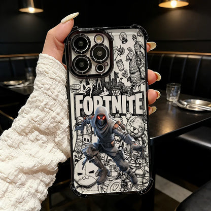 Oblíbený herní kryt na telefon FortniteS s pokovením pro iPhone 17 17e 16e 16 15 14 13 12 11 Pro Max X XR XSMax 7 8 Mini Air Plus, odolný proti pádu