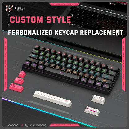 ONIKUMA G55 Mechanical Gaming Keyboard 61 Keys Layout RGB Customized Wired Colorful LED Backlit Keyboard for Computer Laptop PC