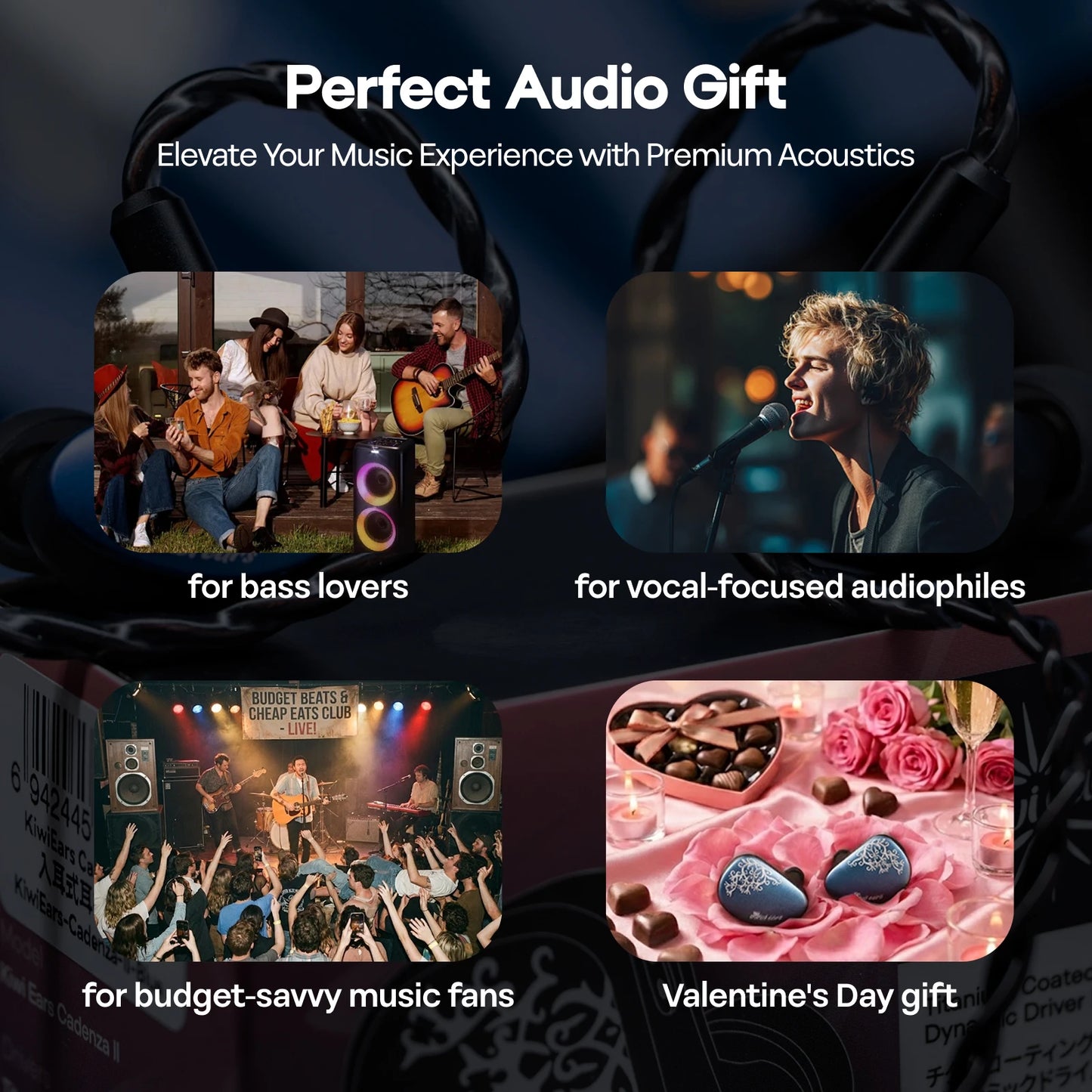 Linsoul Kiwi Ears Cadenza II IEM 10mm Titanium DD with KARS 2.0 Premium Construction Hifi Earphones & High-Quality Cable