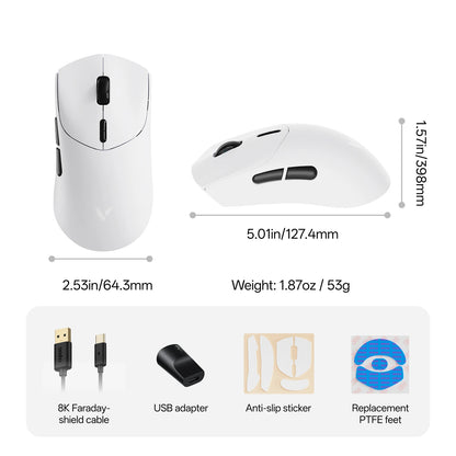 Rapoo GEN-2 VT7 Wireless Gaming Mouse 8K Wireless Polling Rate 53g Lightweight 100-Million Mechanical Switch Macro Enabled
