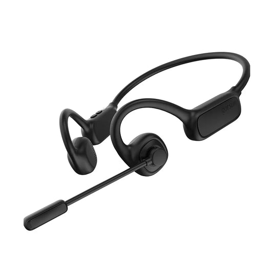 Zestaw słuchawkowy Bluetooth typu „open-ear” z mikrofonem na wysięgniku z redukcją szumów, bezprzewodowy zestaw słuchawkowy biurowy do call center, dla kierowców ciężarówek, do pracy zdalnej i rozmów służbowych