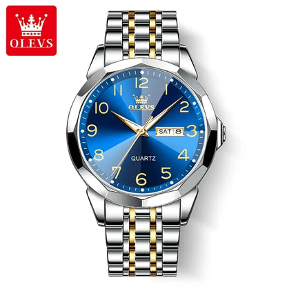 OLEVS 9970 herreur – Elegant model med digital urskive, dato- og ugedagsvisning, vandtæt, selvlysende, kvarts – Originalt luksusur