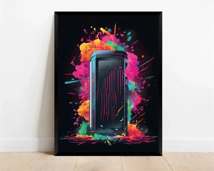 Pop-Neon-Poster mit Videospiel-Charakter, Gamepad, Kopfhörern, Fußball und Basketball – Leinwanddruck, Wandkunst-Dekor für das Gaming-Zimmer
