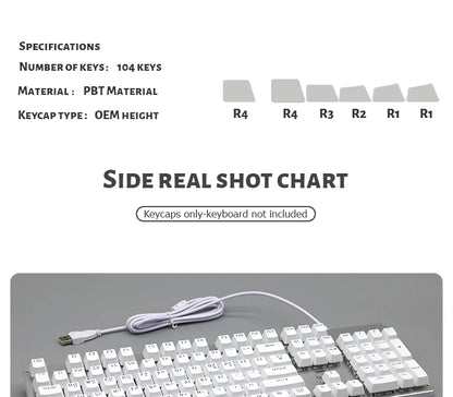 104 Keys Korean French Russian Spanish German Backlit Keycaps For Mx Switch Mechanical Keyboard OEM Profile ABS Key Caps DIY
