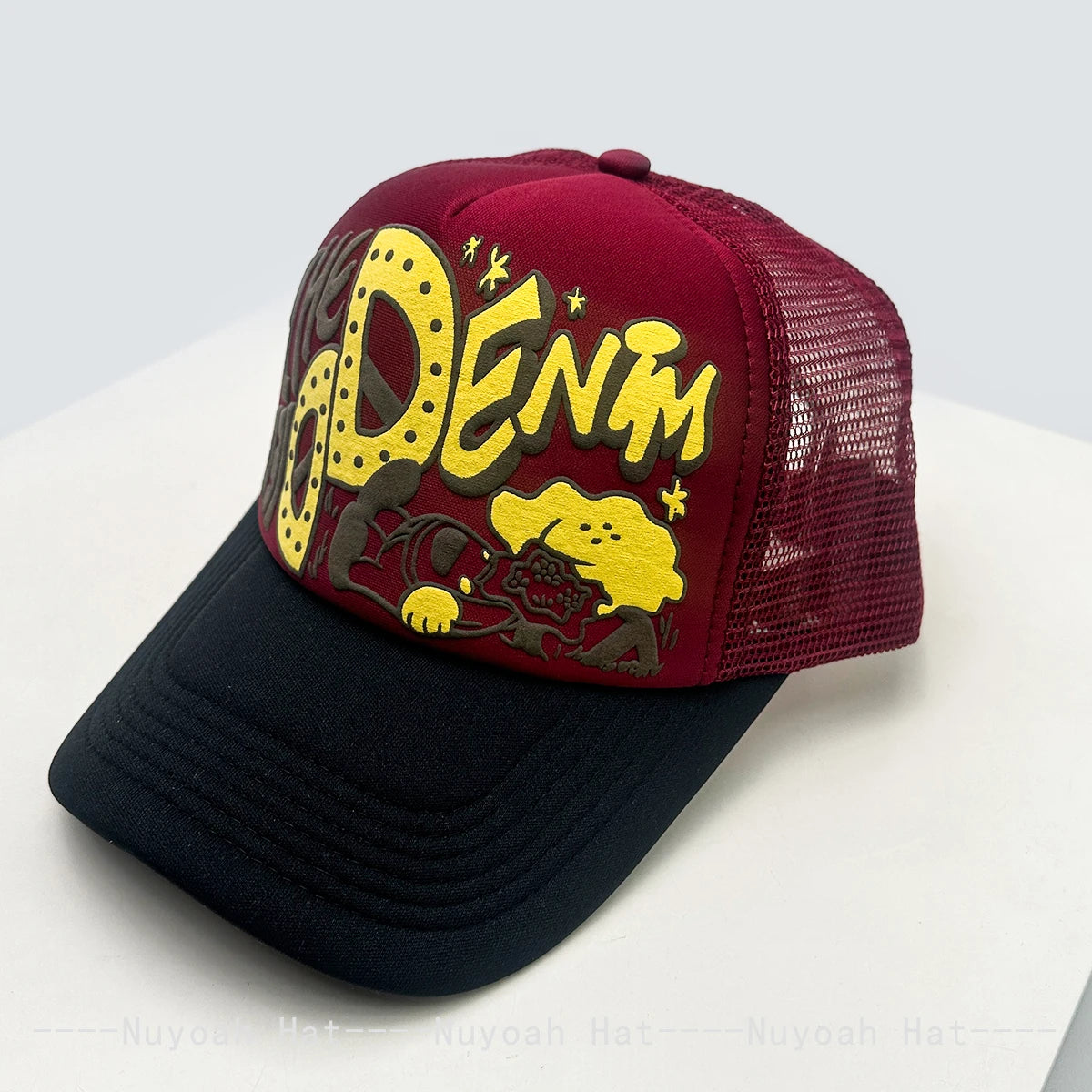 Unisex, interessant, 3D-printet bogstav, baseballkasketter, solskærm, tegneserie, åndbar, farveblok, trucker-kasketter, mesh, alsidig inderside