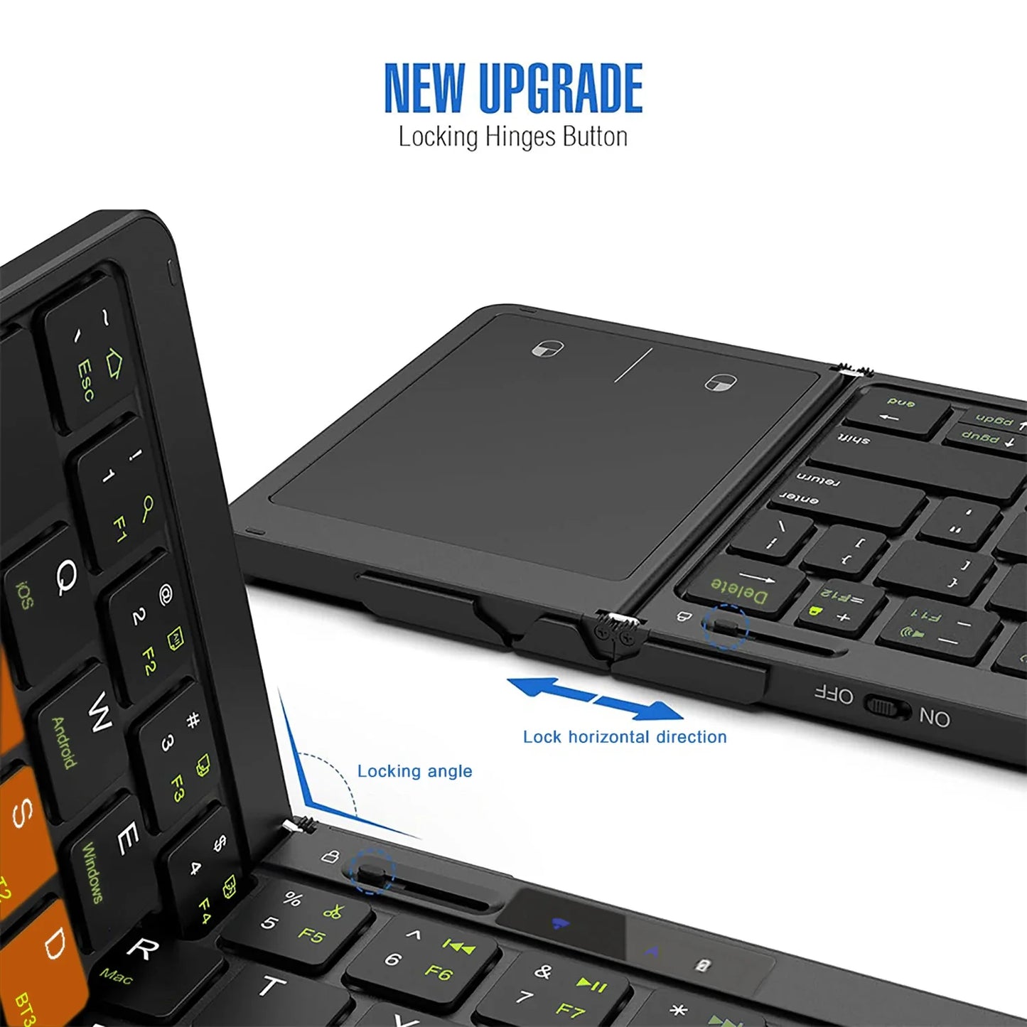 Folding Travel Keyboard with Touchpad &Display,Foldable Bluetooth Keyboard for Windows iOS Android,Multi Device Keyboard